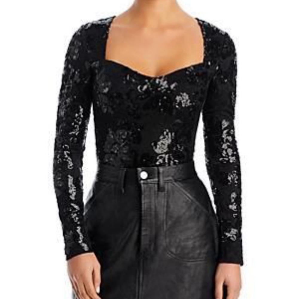 Elegant Black Sequin Bodysuit